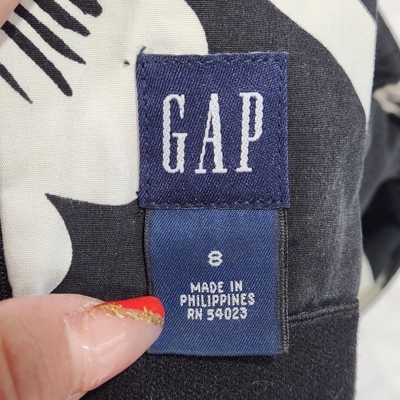 GAP Dress Y2K Summer 2003 Strapless Stretch Floral Tropical Black White Size: 8 - Picture 9 of 11